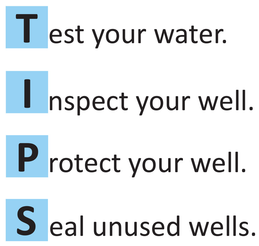 Test your water.
Inspect your well.
Protect your well.
Seal unused wells.