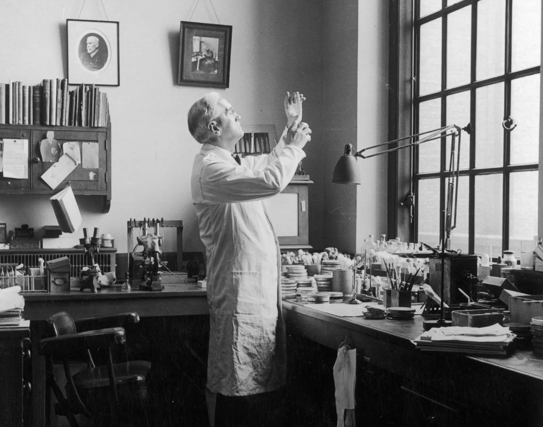Alexander Fleming in his lab