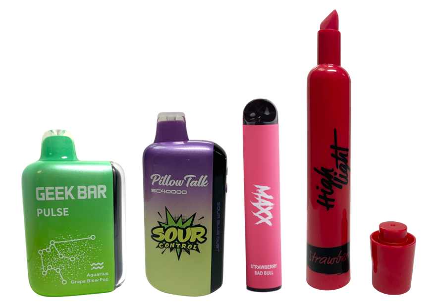 a variety of flavored e-cigarettes. image provided by the Association for Nonsmokers - Minnesota