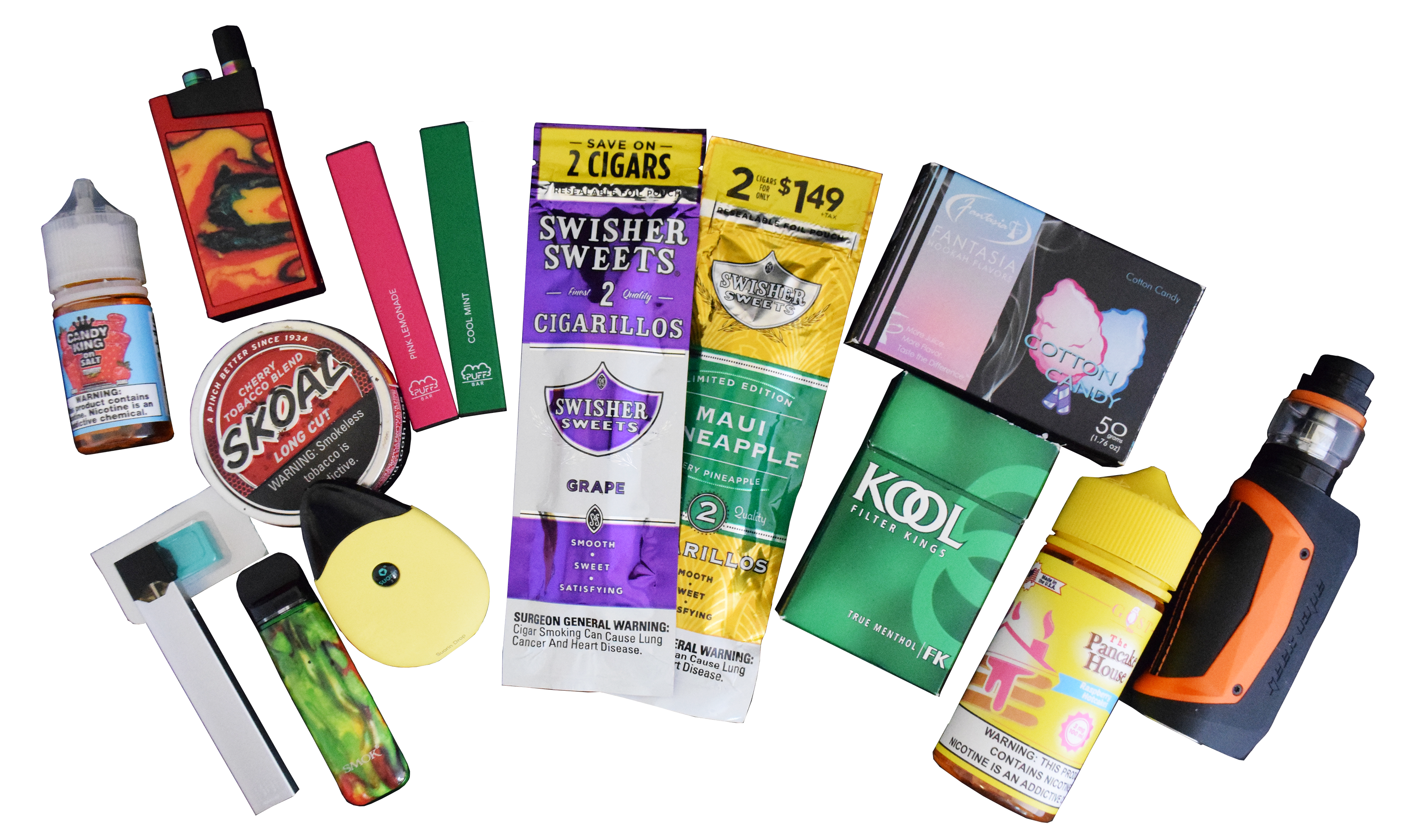 an assortmen of flavored tobacco products