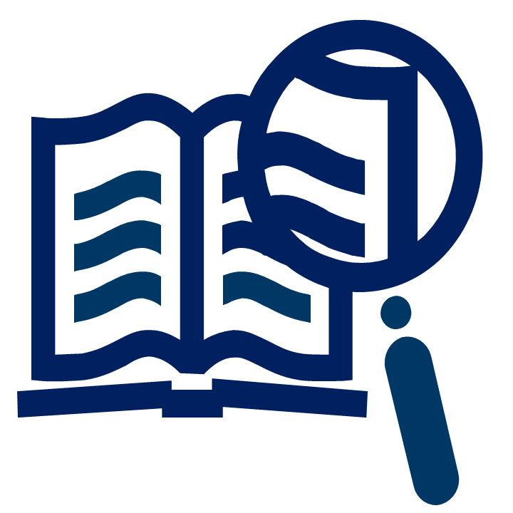 image of a book with a magnifying glass