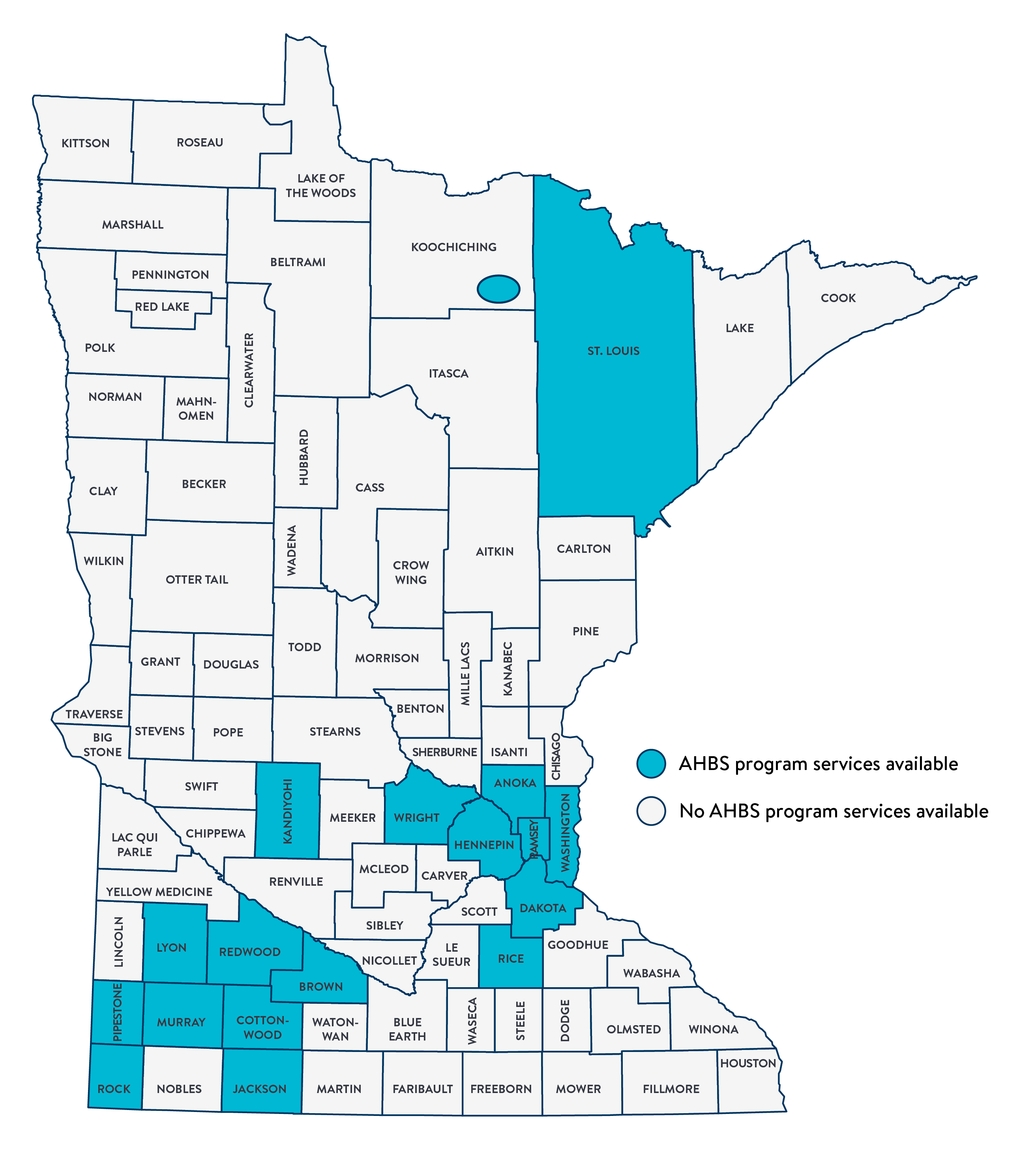 counties map of AHBS services