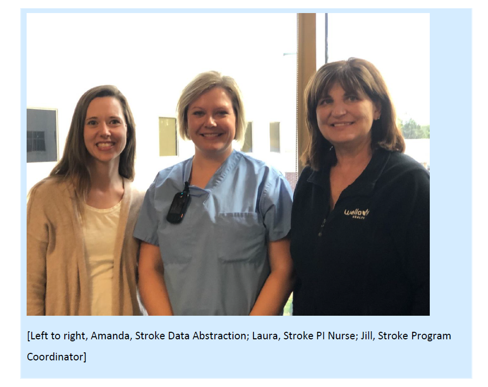 three members of the stroke team smiling for camera