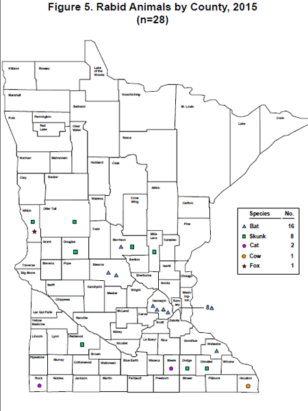 rabid animals by county