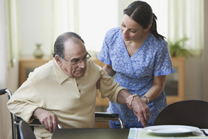 Nurse and disabled man