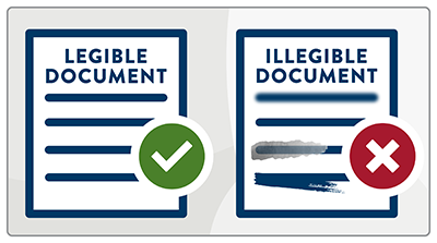 Icon for Birth Certificate Legible and Illegible Document