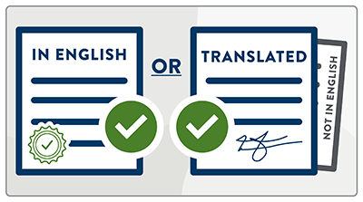 Icon for Birth Certificate In English or Translated